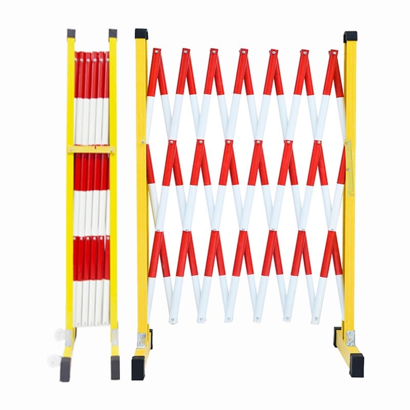 Barrière mobile extensible rouge 1,2x3 m avec roulettes pour chantier