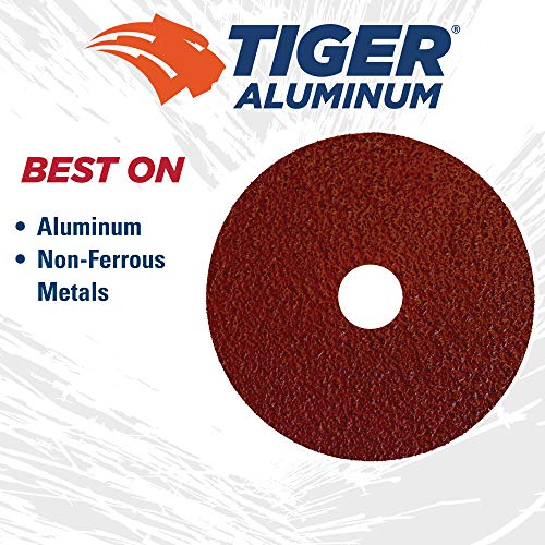 Image of Weiler 60401 Tiger Aluminum Resin Fiber Sanding & Grinding Disc, 4-1 /2 inch Diameter, 36 Grit, 7 /8 inch Arbor Hole (Pack of 25)