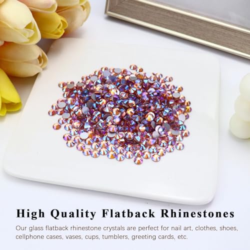 Image of 1440PCS SS16 Crystal Glass Flatback Rhinestones, Round Flat Back Crystal Gems for Nail Art and Craft Clothes, Glue Fix Diamond Stones Golden Shadow /Champagne AB (3.8-4.0mm)