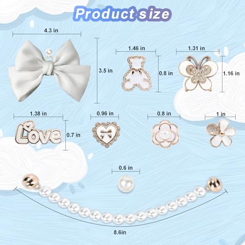 Image of Charms for Bogg Bag,Pearls,Butterfly Flowers and Chain for Bogg Bag Accessories Charms(20 pcs)