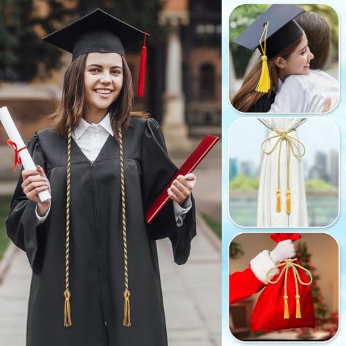 Image of ONUPGO Gold Black Graduation Cord, Graduation Honor Cords Rayon Braided Tassel Cord for 2026, 68 inch Polyester Yarn Long Robe Honor Rope for Graduation Students, Bachelor Gown