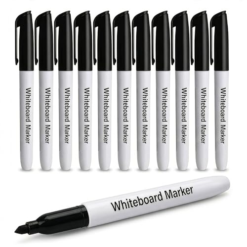 Inkspire Whiteboard Markers 12 Pack Black Color 3mm Fine Tip Whiteboard Pens Low Odor Quick Dry Ink Easy Wipe Bullet Point White Board Pens for School Office Home Classroom