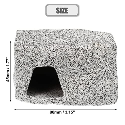 VOCOSTE 3.15x2.20x1.77 Inches Aquarium Hideaway Rock Cave, Ceramic Fish Tank Decoration Stone for Aquatic Pets to Breed Play Rest Gray - Image 4