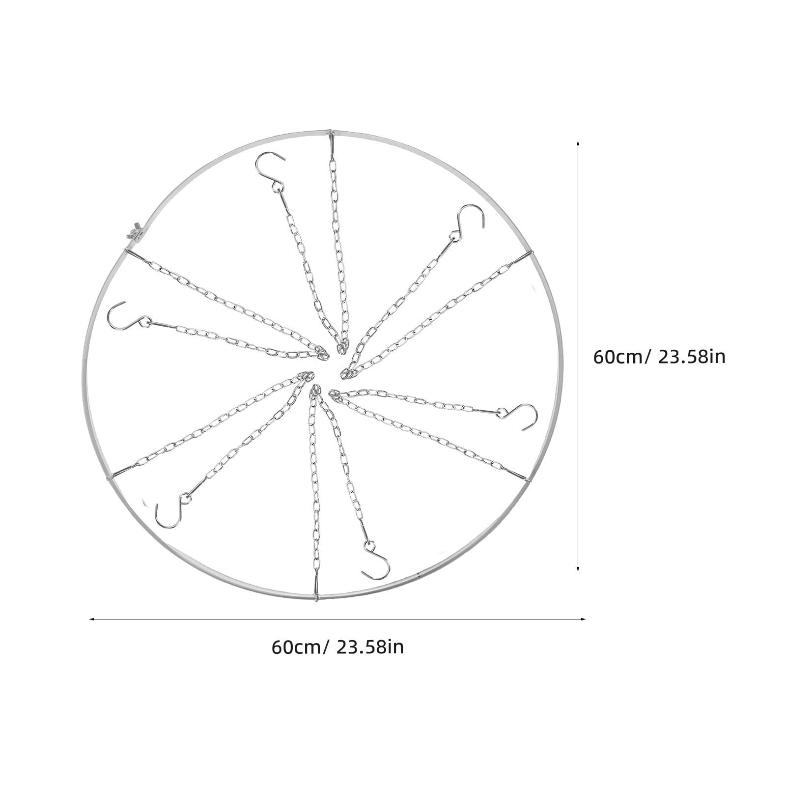 Générique Kit Suspendre Argenté Rond 60 Cm en Acier Inoxydable pour Rideaux de Plafond avec Support Adaptable et Charge Forte pour Décorations de Cérémonies