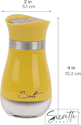 Miniatura 8 de Juego de cuchara redonda de silicona y coctelera de sal y pimienta de vidrio de 4 oz (amarillo)