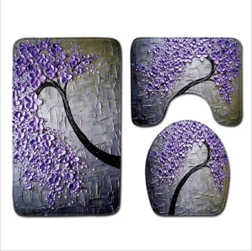 Badematten Set 3 teilig,Toilettenmatte Set,3er Badgarnitur Badezimmer Matte Set Dusch Bade Matte Vorleger Teppich 3D…