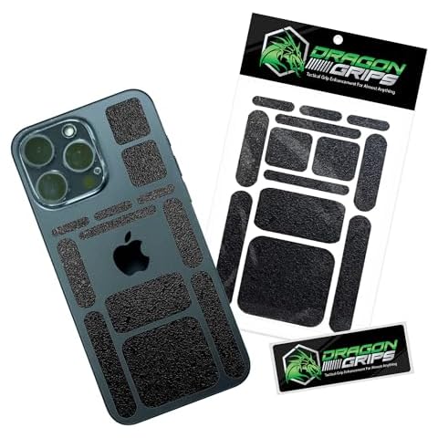 13 Pcs Rubber Grip Tape, Black Grip Tape, Cell Phone Grip Tape Compatible with iPhone Grip Tape for Handles, Mouse Grip Stickers by Dragon Grips, 1 Pk Cover