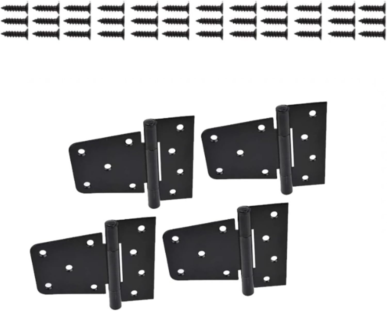 4Pcs Heavy Duty Black Iron Gate Hinges Barn Door Hinge for Wooden Garden Outdoor for Wooden Garden Gate Outdoor