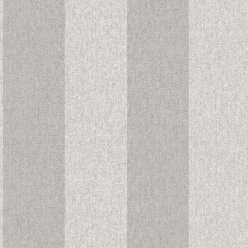 CROWN M1872 Harris Stripe Luxury Textured Wallpaper, Soft Grey, 52 x 1005 cm