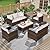 MIXPATIO Patio Furniture Set, 6 Pcs Wicker Outdoor Conversation Set, 2 x Leg Chairs, 1 x 3 Seater Sofa, 1 x 2-Seat Lover Sofa and 2 x Ottomans with 4" Thick Cushion for Garden Backyard Deck, Beige