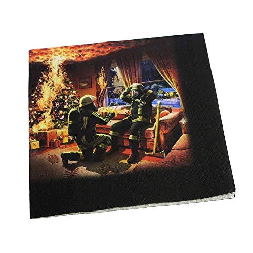 Preisvergleich Produktbild FIRE & FIGHT Streetwear Feuerwehr Weihnachtsfeier & Jubiläums Gedeck Servietten im 20 Stück Paket Tissue 3-lagig
