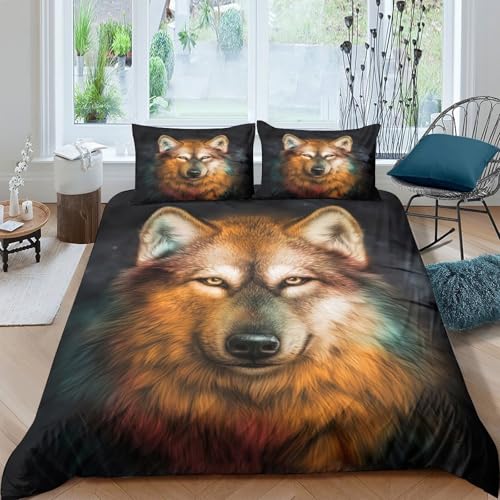 Parure de lit loup imprimé 3D en microfibre légère super king 260x220 - 4
