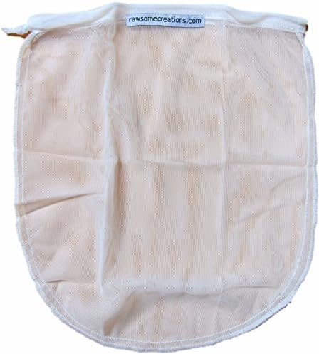 Rawsome Creations Fair Trade White Nylon, Reusable, 2.5Q Strainer/Filter Bags w/Medium Grade Mesh & Drawstring (1 Bag, More Than a Nut Milk Bag)