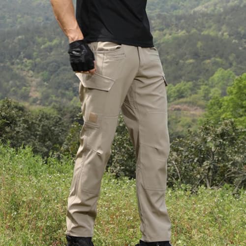 Hiking Pants Men Fleece Lined Insulated Waterproof Warm Softshell Windproof Construction Work Pant with Multi Pockets3