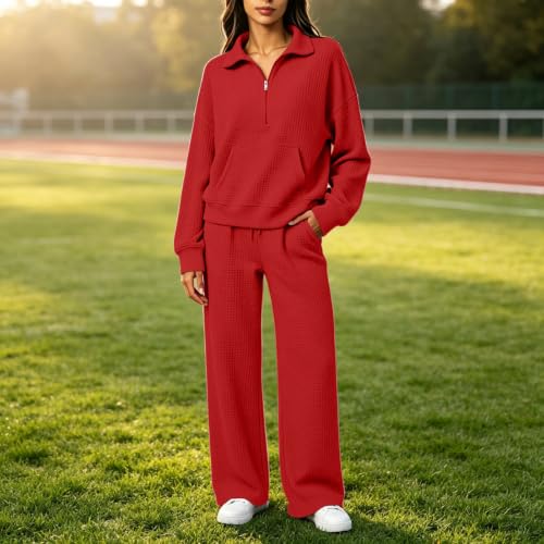 eoeioa Waffle Lounge Set Women Two Piece Casual Fall Work Outfits 2026 - image 2