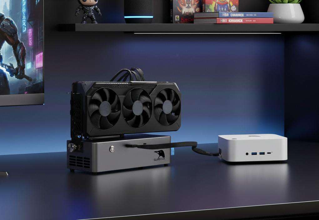 ESTACION DE Acoplamiento GPU Externa SLIMBOOK | Carcasa EGPU con Interfaz OCuLink/USB4.0/Hot Swapping TGX | Fuente de Alimentación Integrada de 800 W ! Gpu hasta 350W | Base PCIe 4.0 X4 EGPU | Gris