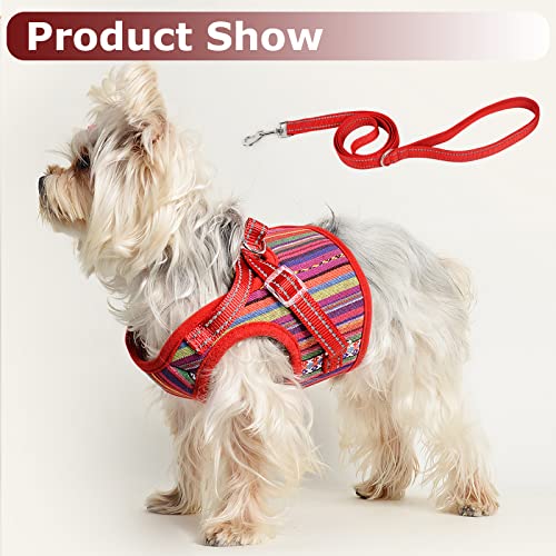 Soft Mesh Dog Harness And Leash Set Stripe Pet Puppy Cat Comfort Padded Vest No Pull Harnesses Chihuahua Harness (Red(Leash), Xx-Small) #TOP7