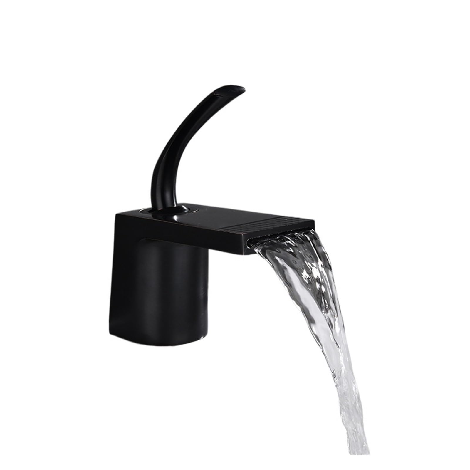 CVFRDD Brass Waterfall Basin Sink Faucet, Black Gold Faucets Bath Faucet, Hot Cold Water Mixer Vanity Tap Deck Mounted Washbasin Taps(Nero)