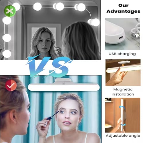 Image of Slim LED Under Cabinet Lights with Curved Edge, 3-Color Dimmable Modes, 1200mAh Battery, USB Rechargeable Magnetic Mount LED Light Bar for Kitchen, Closet, Wardrobe & Bedroom Lighting