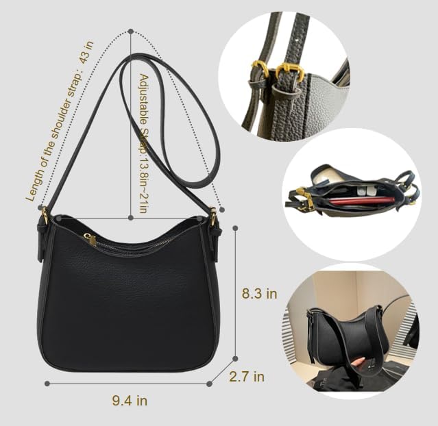 Women's Crossbody Bag Vintage Wallet Fashionable Crescent-Shaped Faux Leather Shoulder Bag Adjustable Wide Strap Tote Bag - Image 4