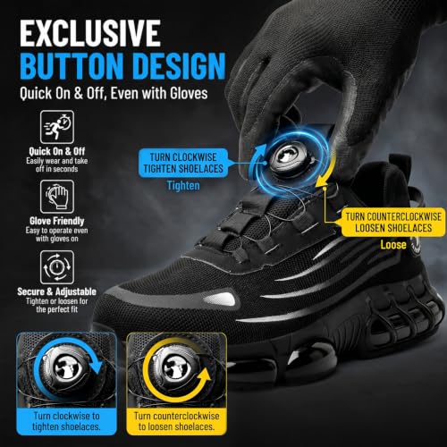 Image of Steel Toe Shoes for Men Women Safety Work Shoes Air Cushion Construction Industrial Shoes Safety Shoes Lightweight Steel Toe Sneakers for Men
