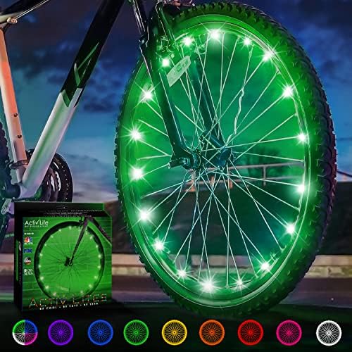 Activ Life LED Bike Wheel Lights with Batteries Included! Get 100% Brighter and Visible from All Angles for Ultimate Safety & Style (1 Tire Pack)