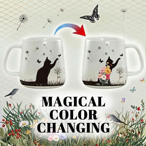 Taza mágica de cerámica que cambia de color con diseño de gato miniatura 3