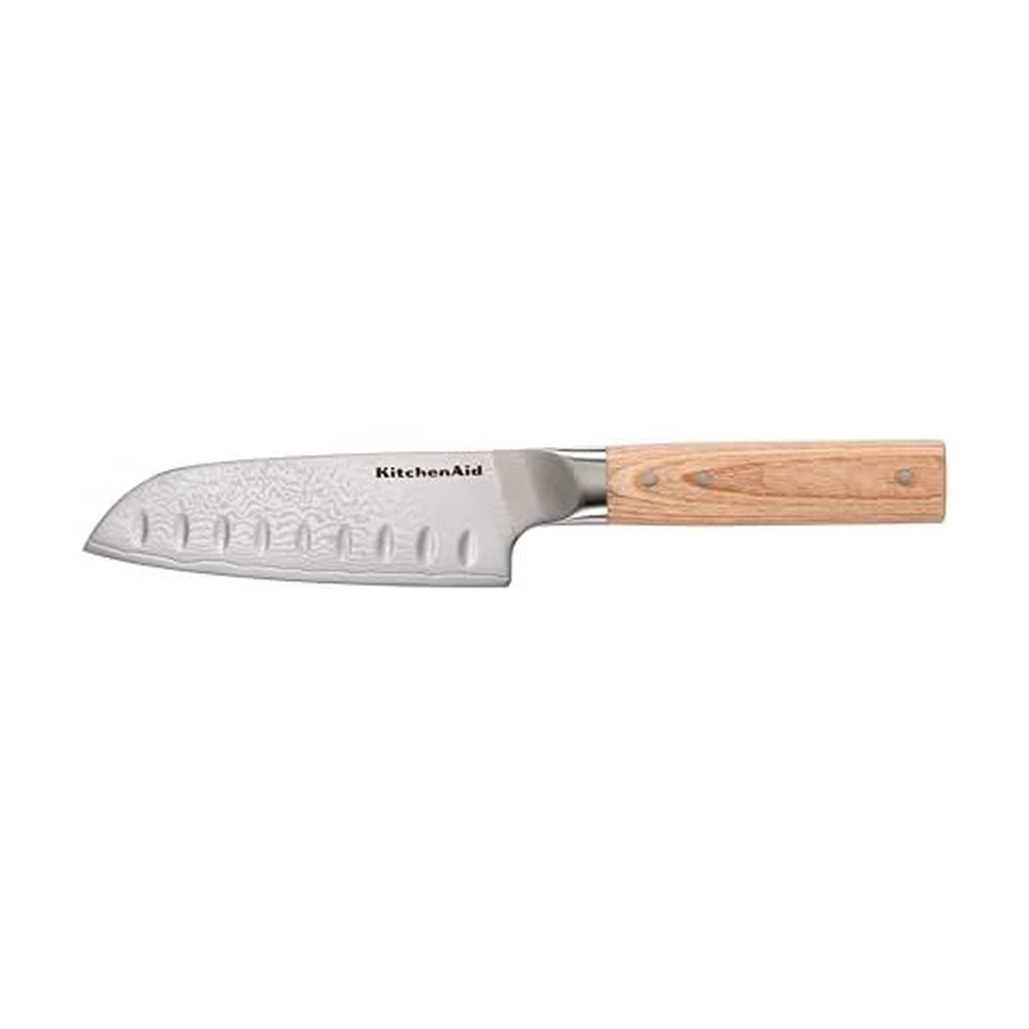 KitchenAid Premium 5-Inch Forged Santoku Knife - AUS-10 Damascus Steel Blade, Triple Rivet Pakkawood Handle, Sharp Kitchen Knife, Natural