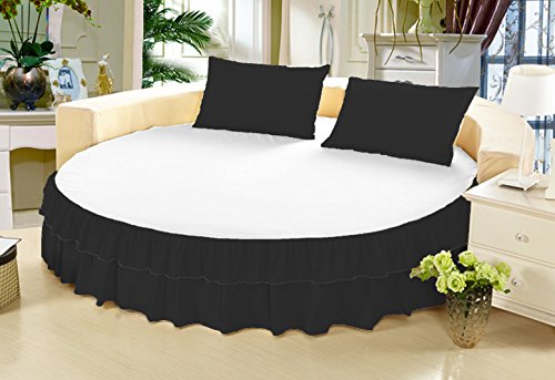 Cache-sommier rond en coton égyptien 600 fils pour habiller un lit de 213 cm - 2