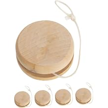 5pcs Wooden Yoyo Early Beginner Yoyo Ball Toys Kids Fingertip Toys Wood Control Responsive Ball Wood Painting Yoyo Crack Baby Small Toys