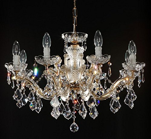 Kronleuchter 8-armig Ø66cm mit Kristallglas TRAUMKRISTALL© 24karat vergoldet Cover