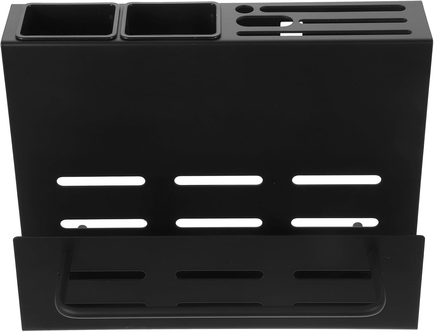 Abaodam Wall Mount Kitchen Knife Holder and Cutting Board Organizer with Chopstick Draining Cups, Black Multifunctional Utensil Rack for Kitchen Storage and Cooking Accessories