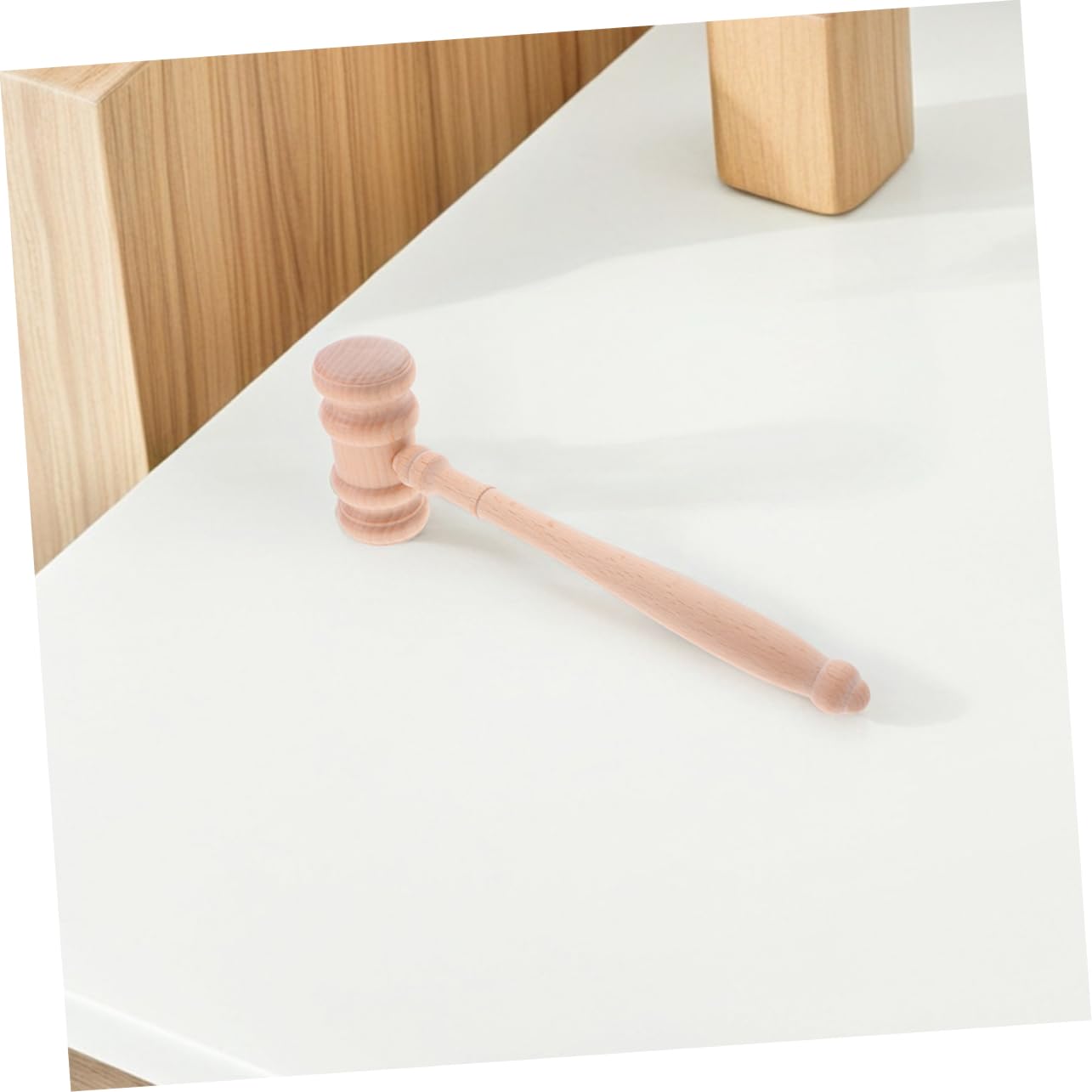 Generico 2 Pezzi Martello Giudice Legno Non Rifinito per Cosplay Accessori Costume Avvocato Decorazione per Feste