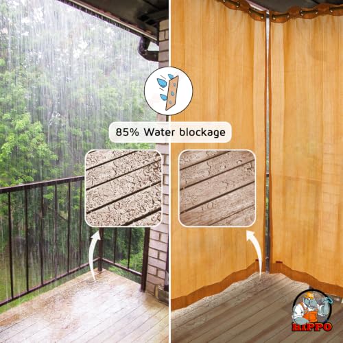 Image of HIPPO 150 GSM Outdoor Sun Blocking Balcony Eyelet /Grommet CurtainsCurtains Sun & UV Protection, Light Filtering Window Curtain (Yellow, 4.5FTX4.5FT, 1PC)