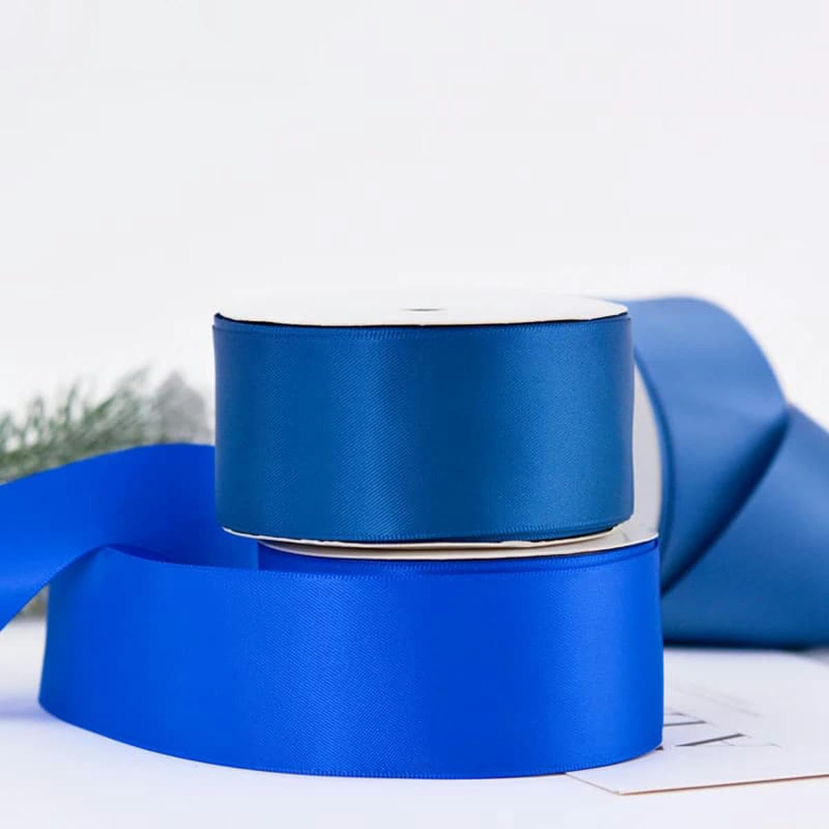 25 28 32 38 mm 100 Yards/Los doppelseitiges Satinband hell- und dunkelblau für Party-Hochzeitsdekoration handgefertigte Rosenblüten-Stockente 342–38 mm