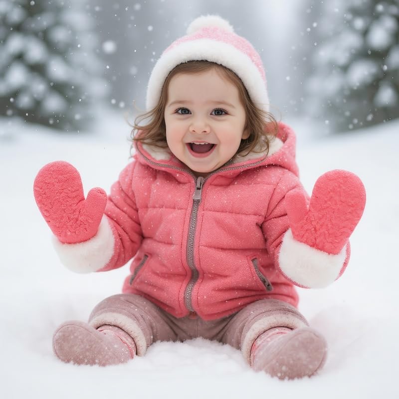 Kids Winter Mittens for Toddlers 2-6 Years - Windproof & Fleece Lined Knit Snow Gloves, Soft Warm Gloves for Boys-Girls3