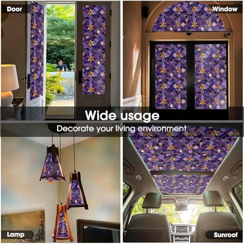 Vinilo decorativo vidrio estilo vitral amarillo púrpura miniatura 5