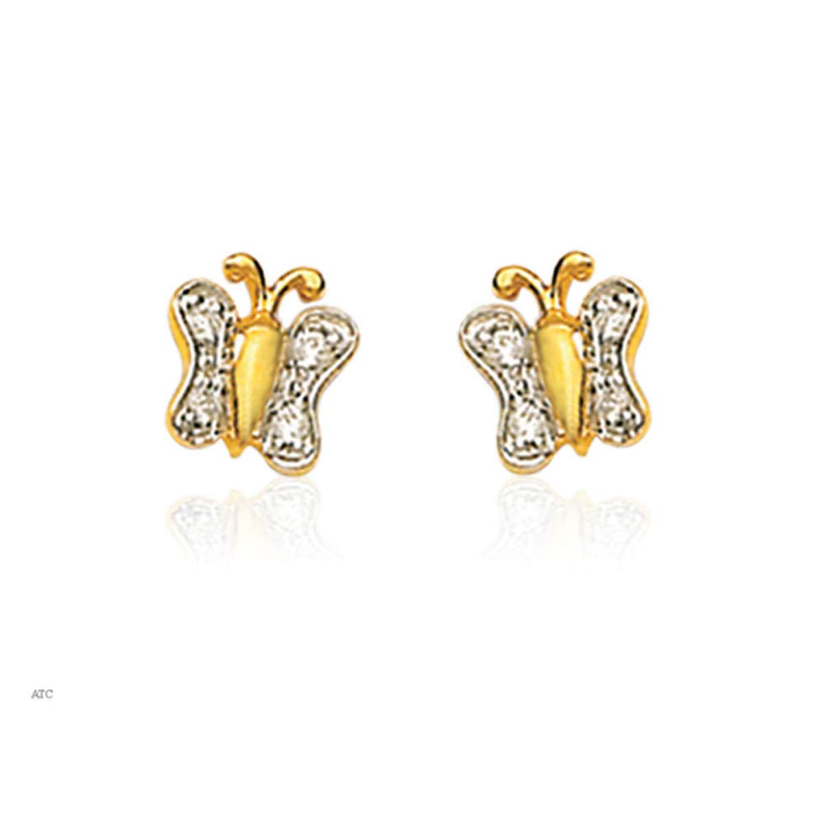 avsar 18k (750) Yellow Gold and Diamond Stud Earrings for Women-picture-30