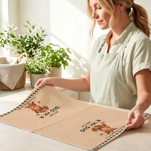 Image of 4 Pcs Funny Dachshund Kitchen Towels 24x14 Inch, Dachshund Gifts Reusable Dish Towels for Kitchen Bathroom Decor, Waffle Weave Absorbent Tea Towel, Cute Weiner Dog Gifts for Women Mom Friend