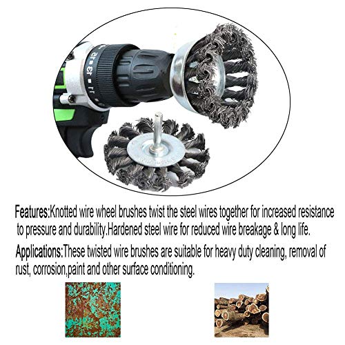 Yutnqin Kit de Escovas de Roda de Arame com Nó de 3 Unidades de 3