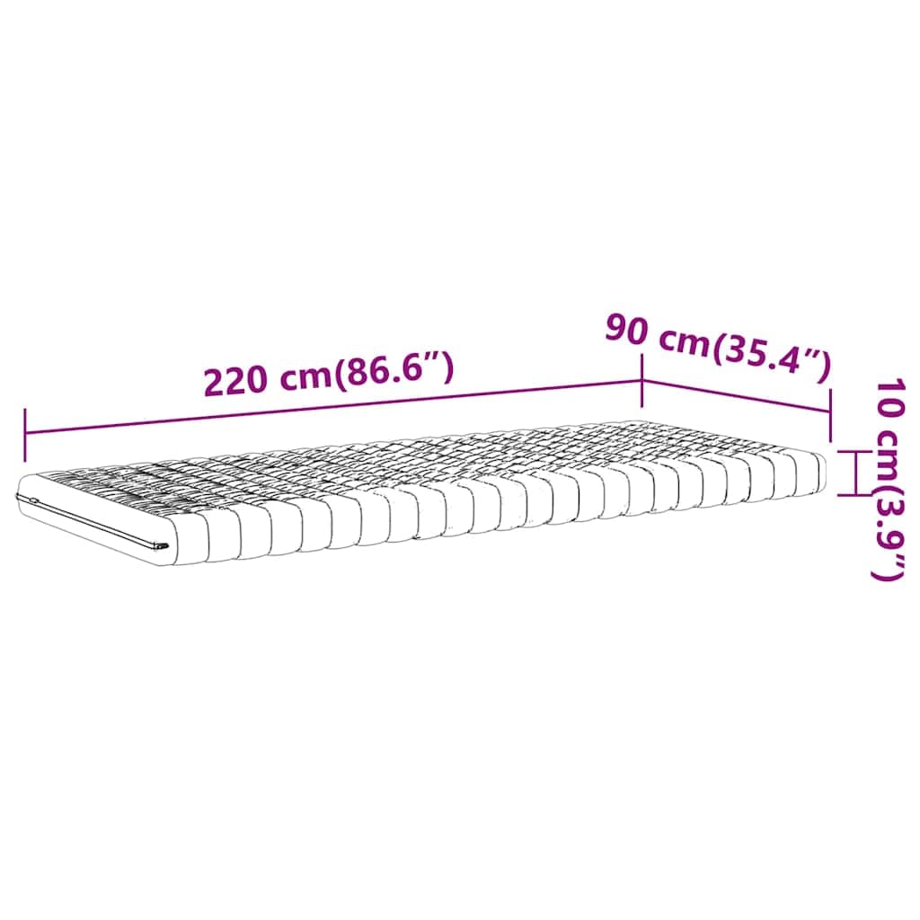 Materac piankowy biały 90 x 220 cm, 7-strefowy stopień twardości 20 ILD z obiciem w kolorze brzoskwiniowo-różowym, rdzeń z pianki PU 24D, oddychający, poszewka nadająca się do prania