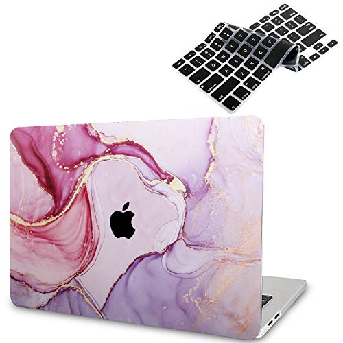 B BELK Funda MacBook Air 13 Pulgadas 2020 2019 2018 con Protector Teclado EU para Carcasa MacBook Air 13" con Touch ID y Pantalla de Retina, Mármol Morado