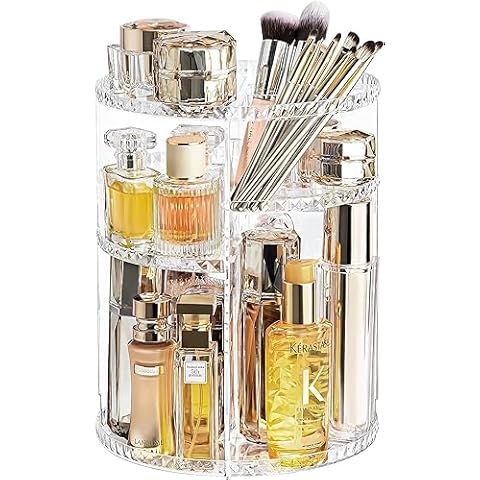 KAHEIGN 360° Rotating Makeup Organizer Clear Diamond Cover