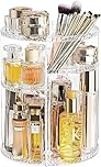 KAHEIGN 360° Rotating Makeup Organizer, Acrylic Adjustable Comestic Holder 8 Layers Large Capacity Make up Storage Stand Rack for Perfume Skincare Lipstick Dresser Bedroom Bathroom (Clear Diamond)