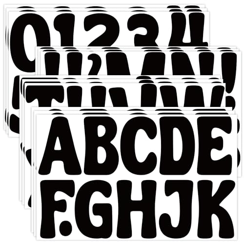 150 PCS Letter Stickers Large Bulletin Board Letters Alphabet Number Stickers Vinyl Waterproof Self-Adhesive Stick on Letters for Poster Board Mailbox Crafts Classroom Home Party Decor(Black, 3 Inch)