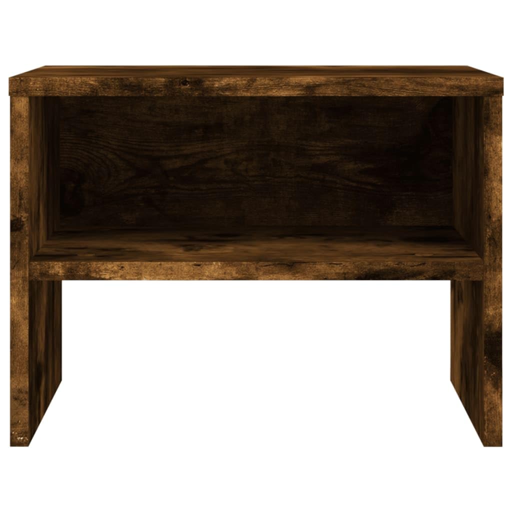 Zestaw 2 stolików nocnych, dąb wędzony, materiał drewnopochodny, 40 x 30 x 30 cm, z otwartą półką, wszechstronne zastosowanie jako stolik pomocniczy, stabilna półka do sypialni