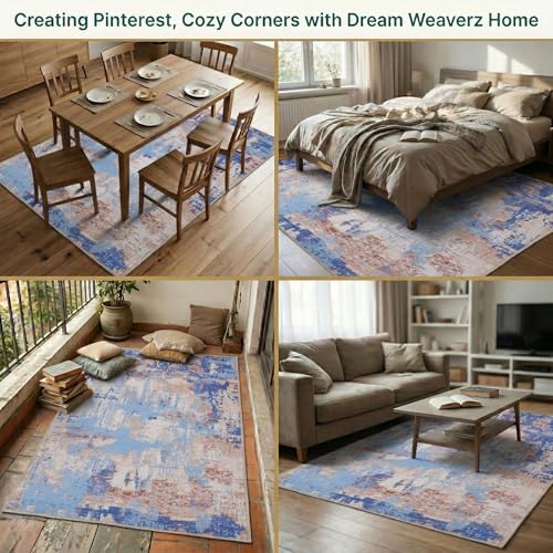 Image of Dream Weaverz Anti Slip Rectangular Carpet for Living Room & Hall | Silk | Flat Woven Soft Washable Floor Mat for Home, Bedroom Floor & Kitchen | Durable Anti Skid Rug for Daily Use (4 X 6) feet