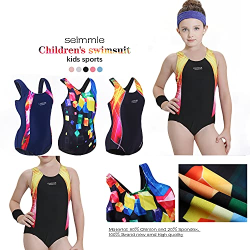 Bylike Girl Professional Competitive Racerback Swimsuit 1-Piece Athletic Bathing Suit (176, Black) #TOP2
