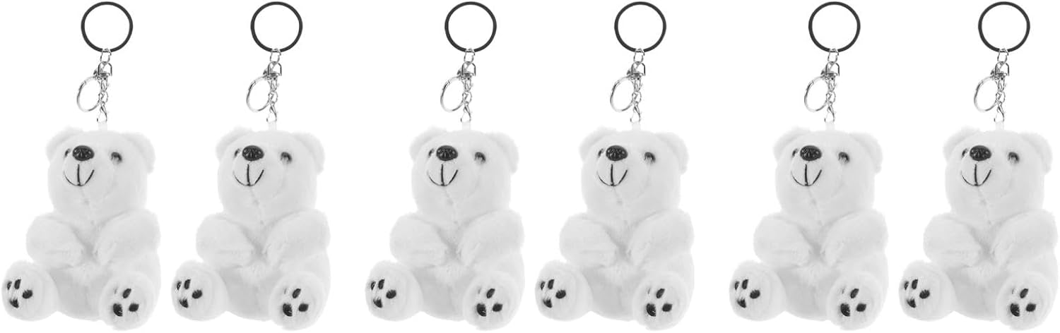 LOGOFUN 6pcs Lovely Polar Bear Keychain Cute Amimal Backpack Pendant for Girls Bag Decorations