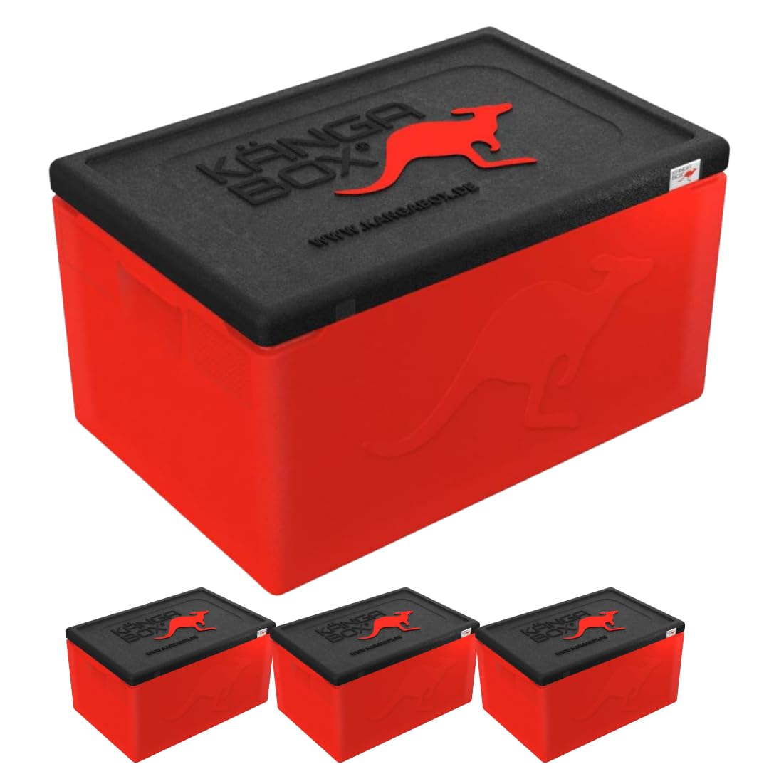 Set da 3 pezzi Professional GN 1/1 rosso 48L – Contenitore termico per cibo, scatola di polistirolo alternativa, contenitore caldo e frigo, igienico, HACCP Ready, resistente a temperature da